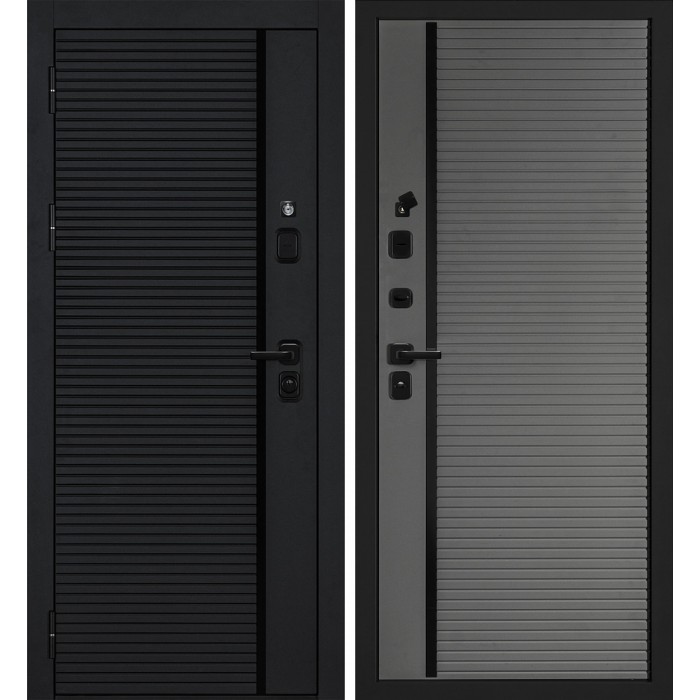 Дверь Скамбио Порте Галактика-173/PR-173 Черный мягкая шагрень / Серый