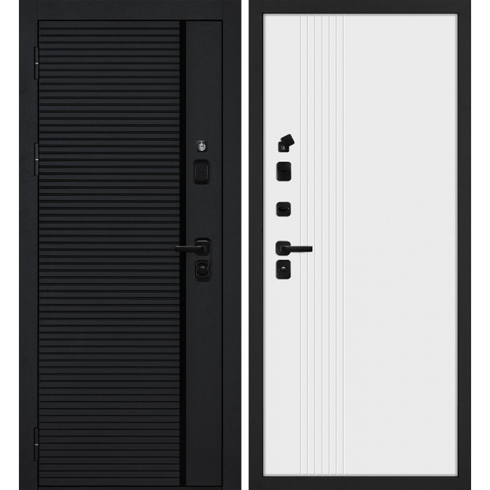 Дверь Скамбио Порте Галактика-173/PR-216 Черный мягкая шагрень / Белый
