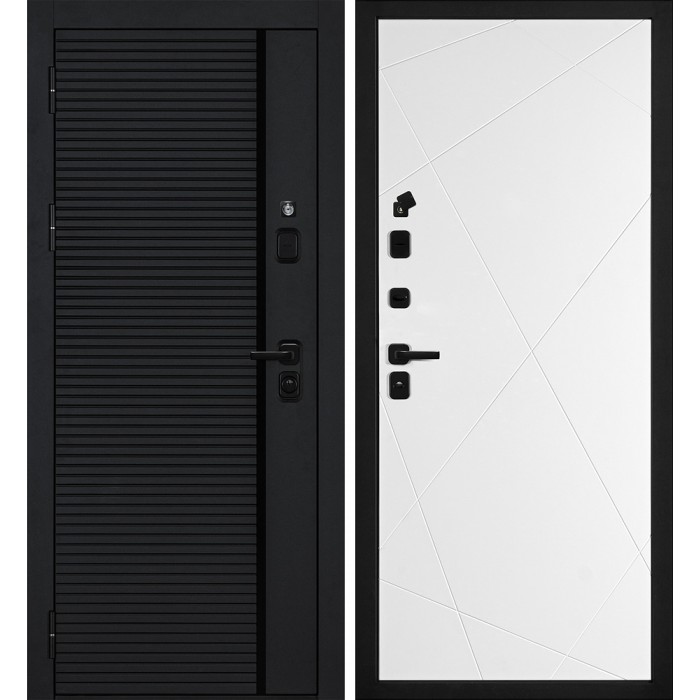 Дверь Скамбио Порте Галактика-173/PR- 103 Черный мягкая шагрень / Белый