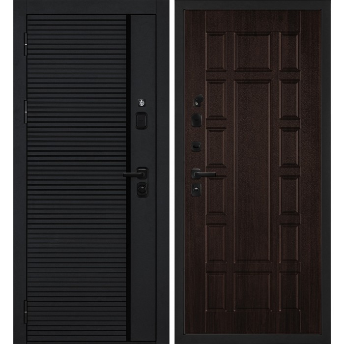 Дверь Скамбио Порте Галактика-173/PR- 124 Черный мягкая шагрень / Дуб мореный