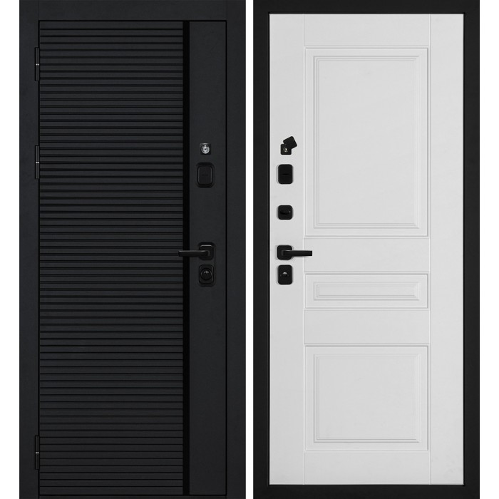 Дверь Скамбио Порте Галактика-173/PR- 150 Черный мягкая шагрень / Белый