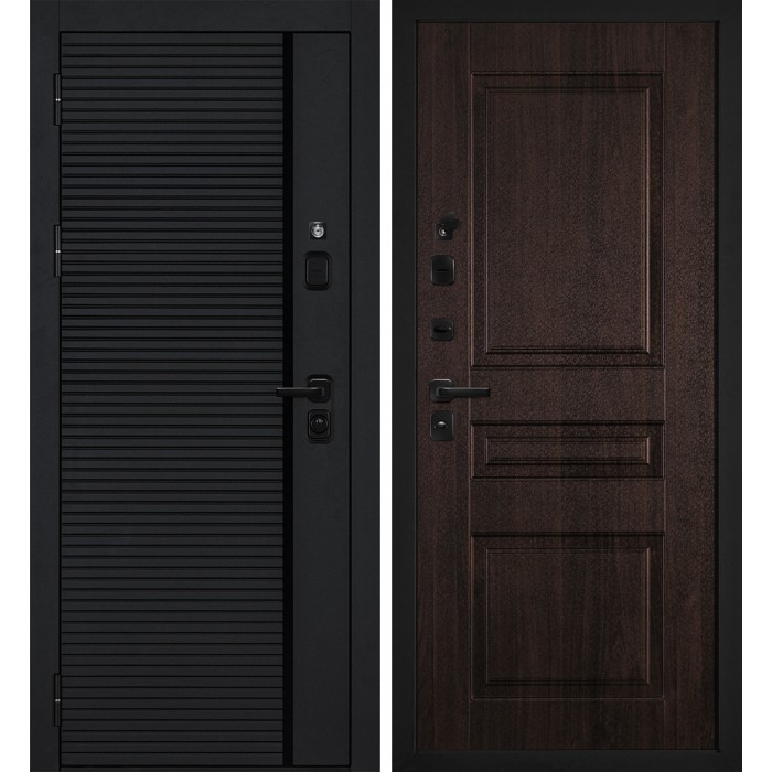 Дверь Скамбио Порте Галактика-173/PR- 150 Черный мягкая шагрень / Дуб мореный