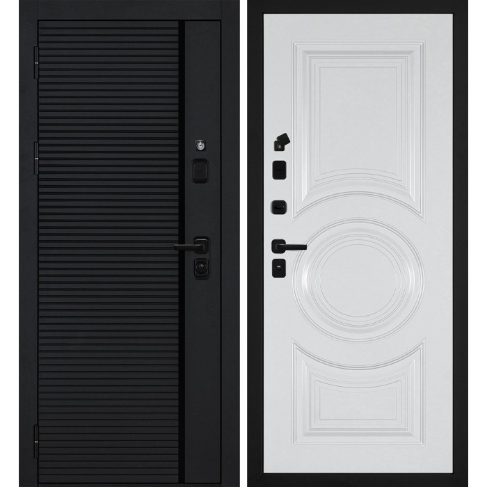 Дверь Скамбио Порте Галактика-173/PR- 177 Черный мягкая шагрень / Белый