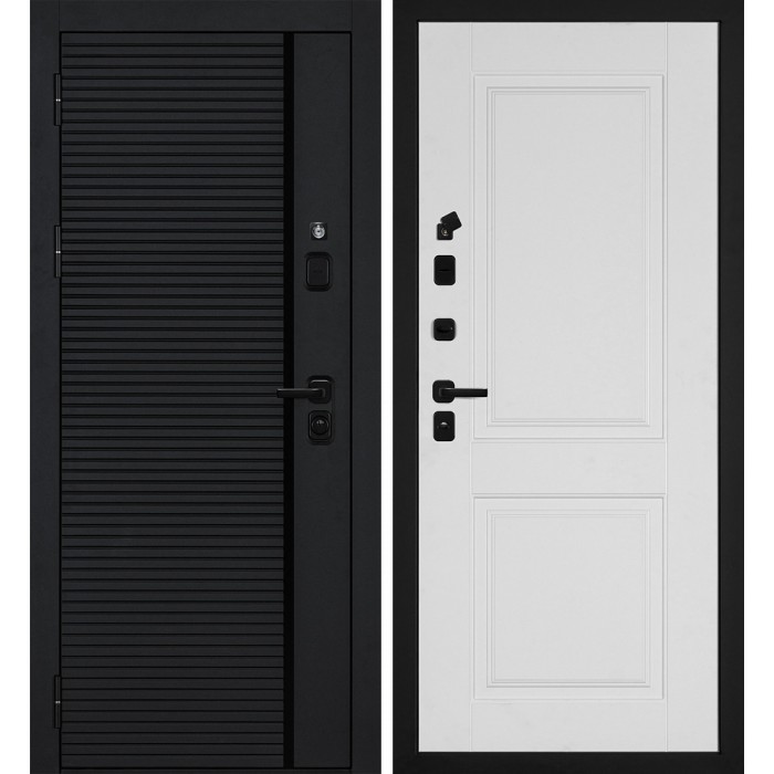 Дверь Скамбио Порте Галактика-173/PR- 180 Черный мягкая шагрень / Белый