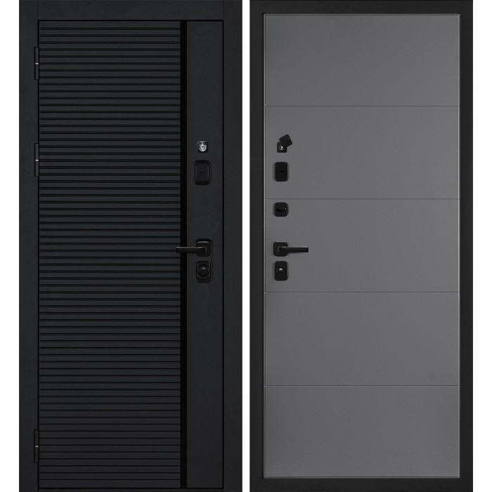 Дверь Скамбио Порте Галактика-173/PR- 35 Черный мягкая шагрень / Серый