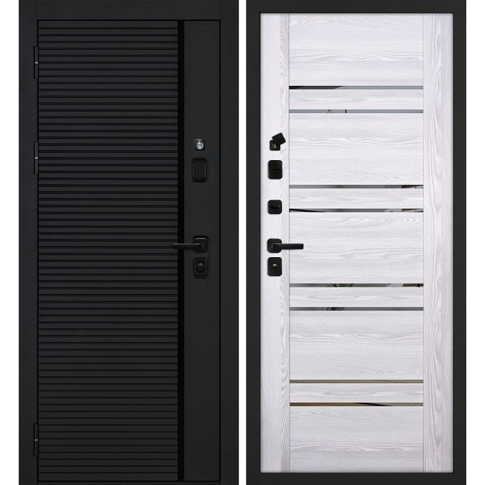 Дверь Скамбио Порте Галактика-173/PSK-1 Черный мягкая шагрень / Ривьера айс