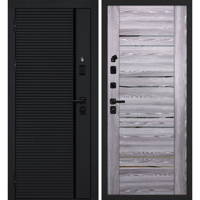 Дверь Скамбио Порте Галактика-173/PSK-1 Черный мягкая шагрень / Ривьера грей