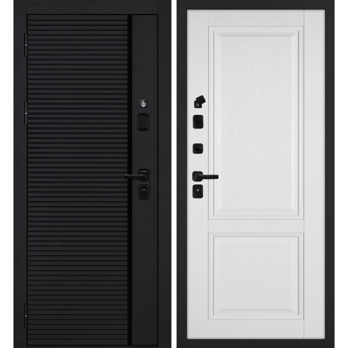 Дверь Скамбио Порте Галактика-173/PSU-28 Черный мягкая шагрень / Белое дерево