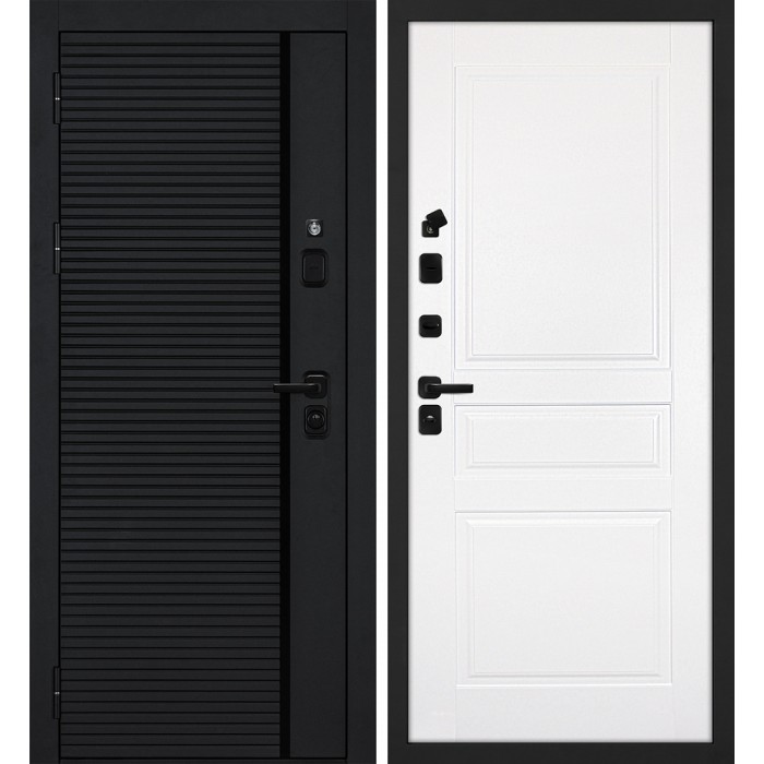 Дверь Скамбио Порте Галактика-173/Smalta-01 Черный мягкая шагрень / Белый ral 9003