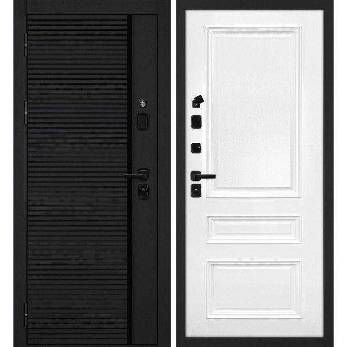 Дверь Скамбио Порте Галактика-173/Smalta-06 Черный мягкая шагрень / Белый ral 9003