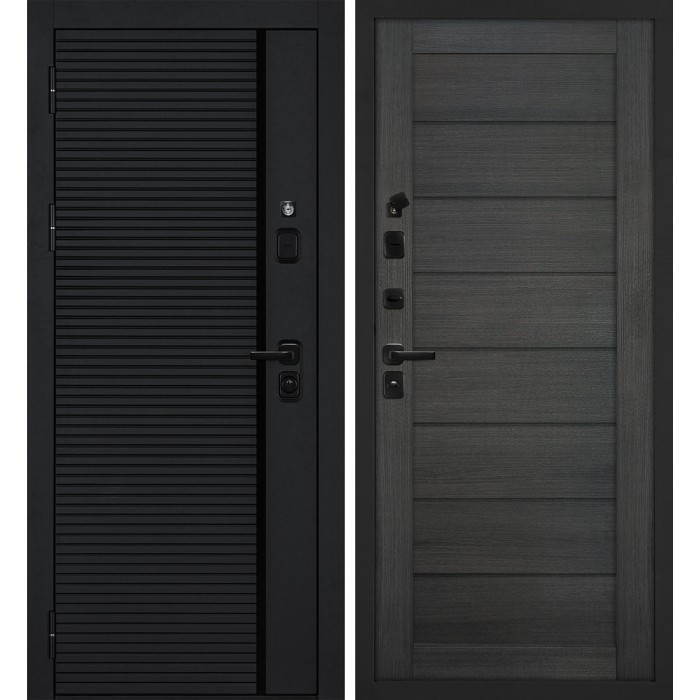 Дверь Скамбио Порте Галактика-173/ТЕХНО-708 Черный мягкая шагрень / Грей