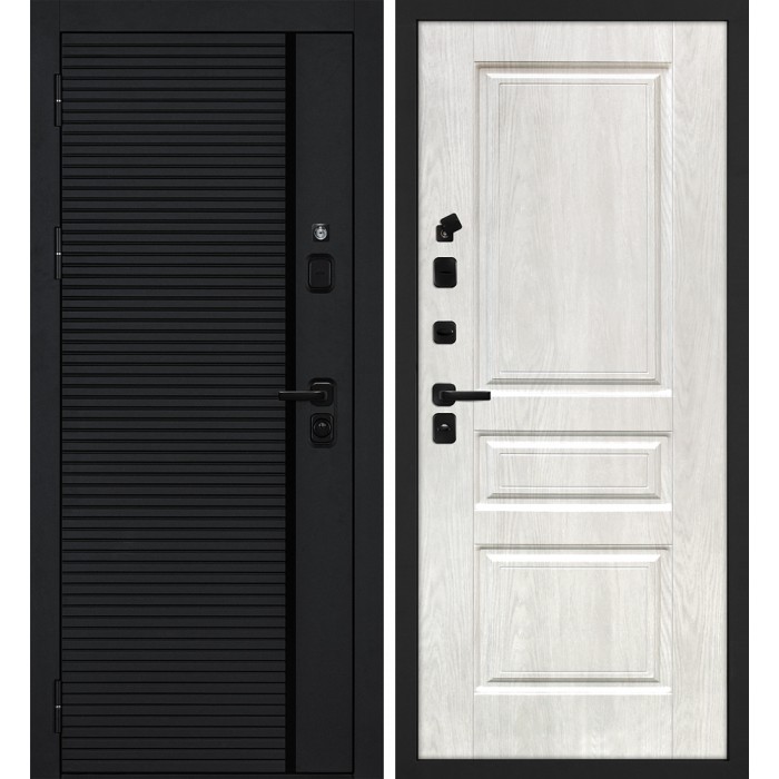 Дверь Скамбио Порте Галактика-173/Версаль-2 Черный мягкая шагрень / Дуб жемчужный