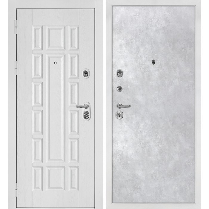 Дверь Скамбио Порте Квадро-124/Гладкая Белый дуб фактурный / Серый бетон