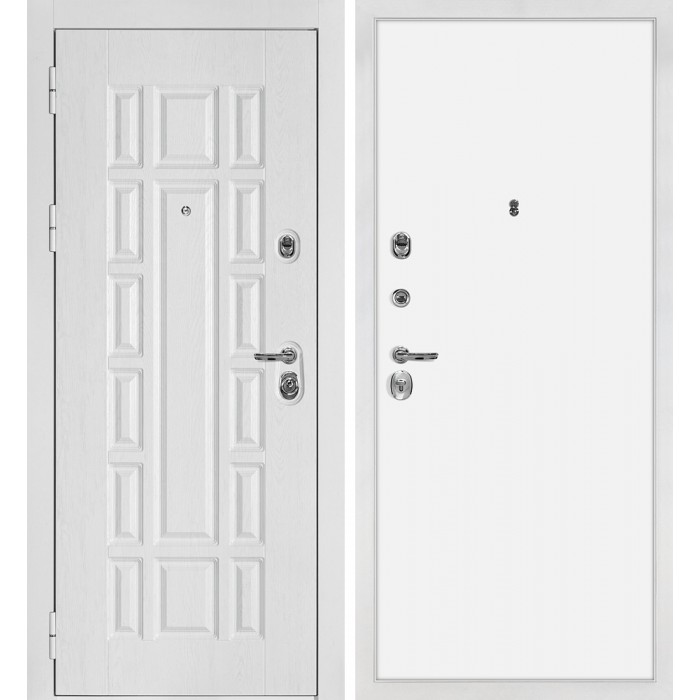 Дверь Скамбио Порте Квадро-124/Гладкая Белый дуб фактурный / Белый