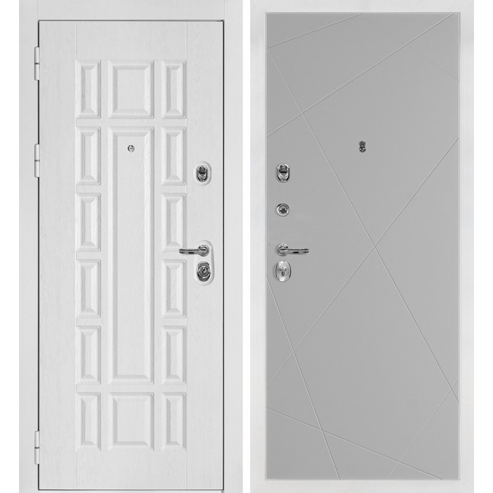 Дверь Скамбио Порте Квадро-124/PR-103 Белый дуб фактурный / Агат