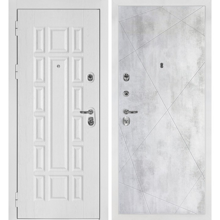 Дверь Скамбио Порте Квадро-124/PR-103 Белый дуб фактурный / Бетон светлый