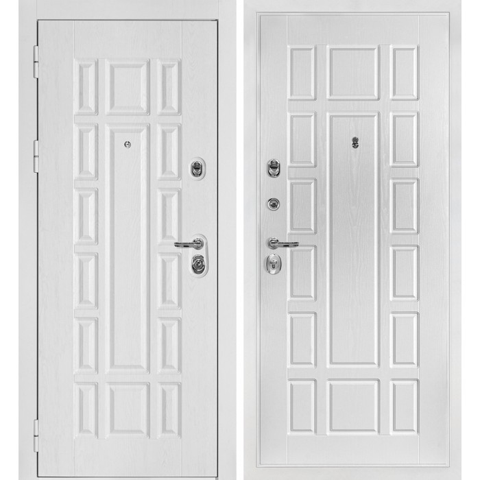 Дверь Скамбио Порте Квадро-124/PR- 124 Белый дуб фактурный / белый ясень