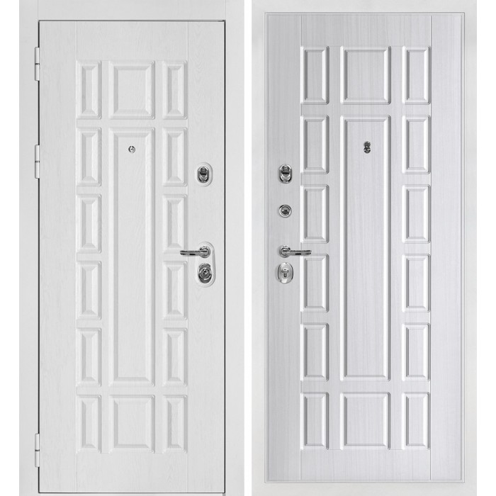 Дверь Скамбио Порте Квадро-124/PR- 124 Белый дуб фактурный / Сандал белый