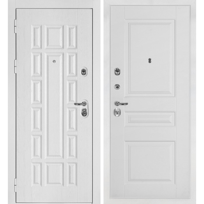 Дверь Скамбио Порте Квадро-124/PR- 150 Белый дуб фактурный / Белый