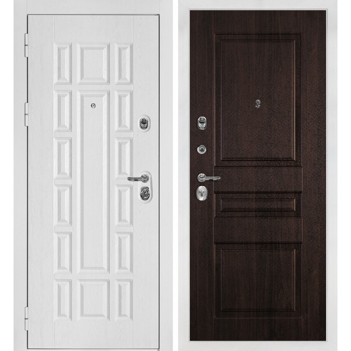 Дверь Скамбио Порте Квадро-124/PR- 150 Белый дуб фактурный / Дуб мореный