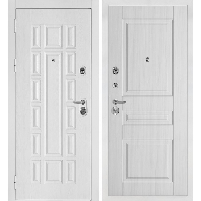 Дверь Скамбио Порте Квадро-124/PR- 150 Белый дуб фактурный / Сандал белый