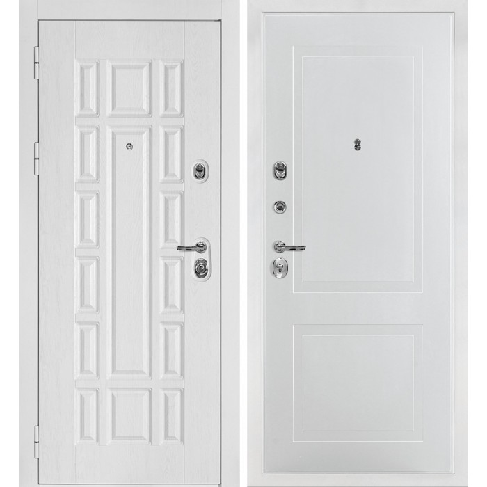 Дверь Скамбио Порте Квадро-124/PR- 167 Белый дуб фактурный / Белый