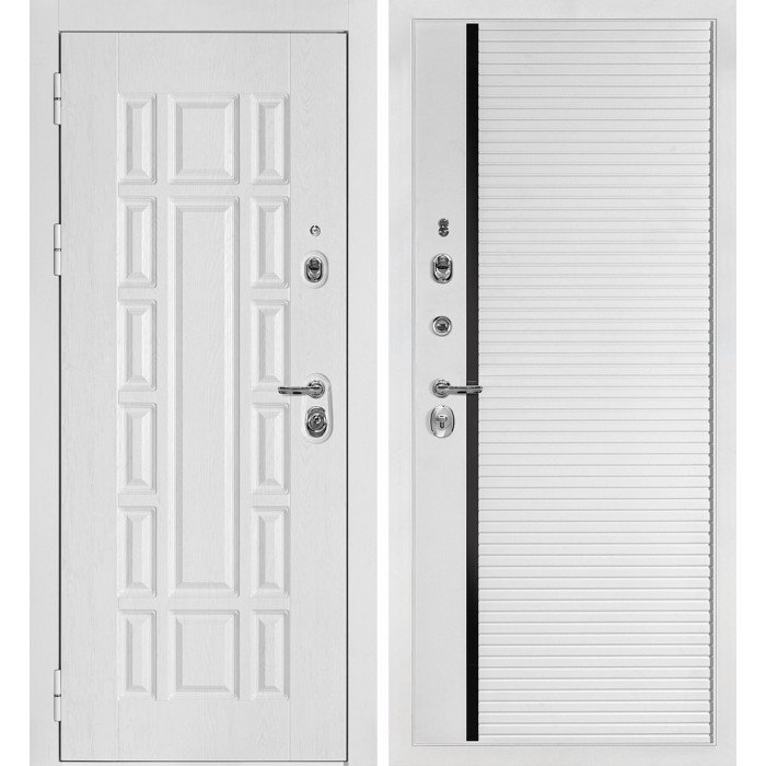 Дверь Скамбио Порте Квадро-124/PR- 173 Белый дуб фактурный / Белый