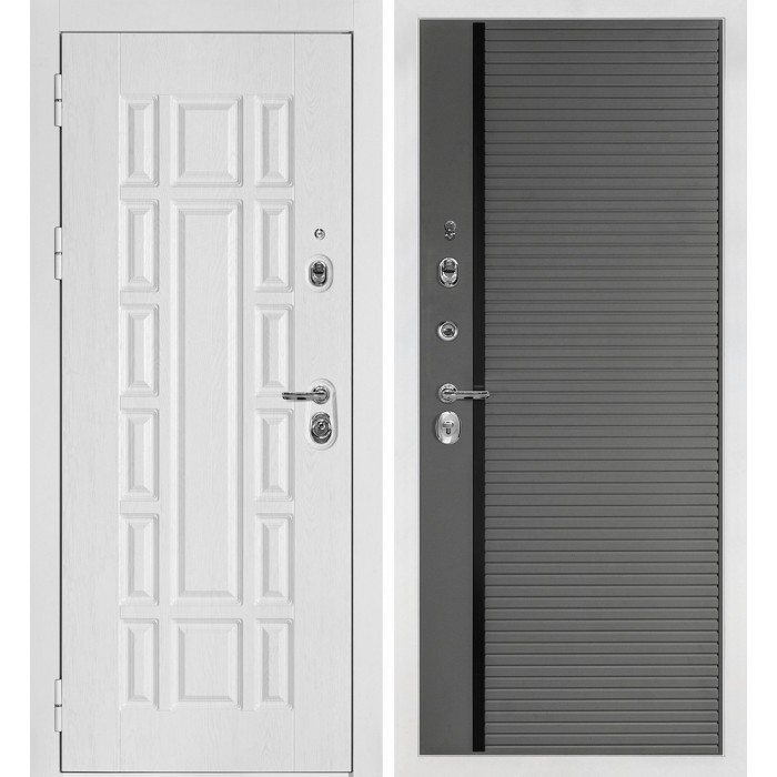 Дверь Скамбио Порте Квадро-124/PR- 173 Белый дуб фактурный / Серый