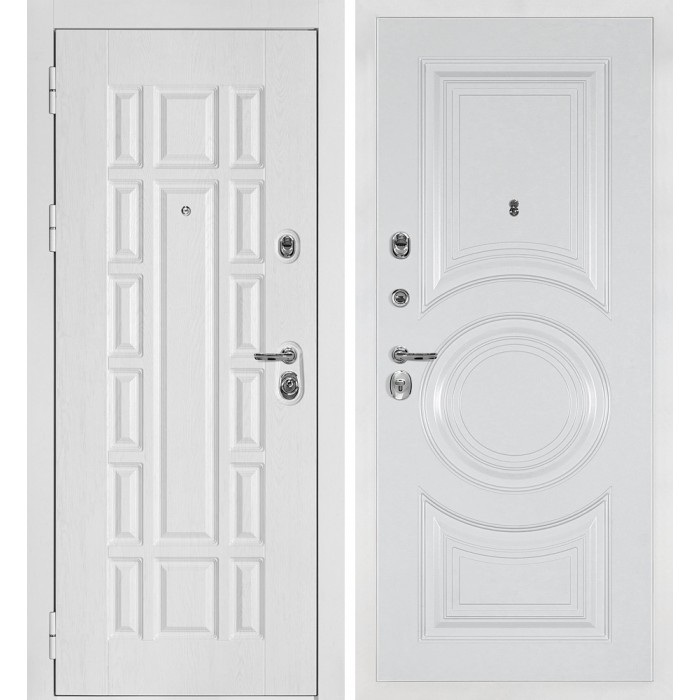 Дверь Скамбио Порте Квадро-124/PR- 177 Белый дуб фактурный / Белый