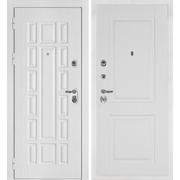 Дверь Скамбио Порте Квадро-124/PR- 180 Белый дуб фактурный / Белый