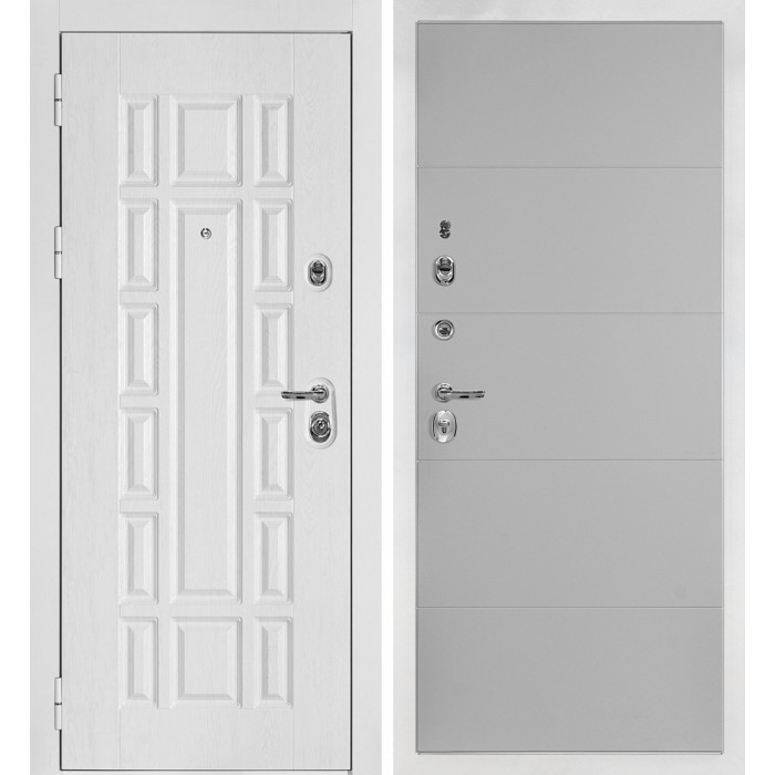 Дверь Скамбио Порте Квадро-124/PR- 35 Белый дуб фактурный / Агат