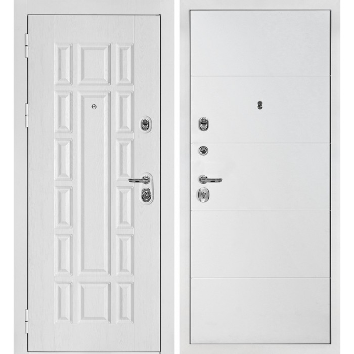 Дверь Скамбио Порте Квадро-124/PR- 35 Белый дуб фактурный / Белый