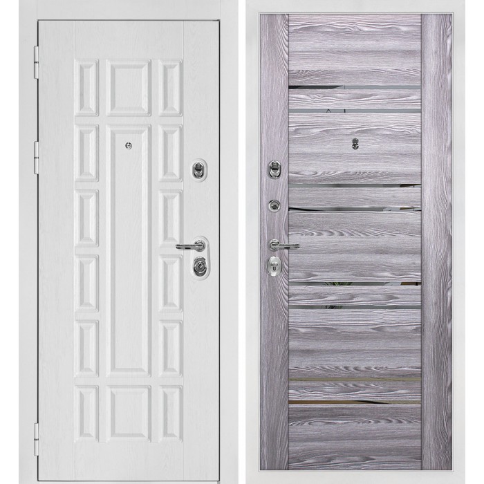 Дверь Скамбио Порте Квадро-124/PSK-1 Белый дуб фактурный / Ривьера грей