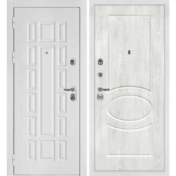 Дверь Скамбио Порте Квадро-124/Сиена-1 Белый дуб фактурный / Дуб жемчужный