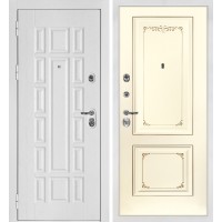 Квадро-124/Smalta-14 Белый дуб фактурный / Слоновая кость ral 1013 патина шампань