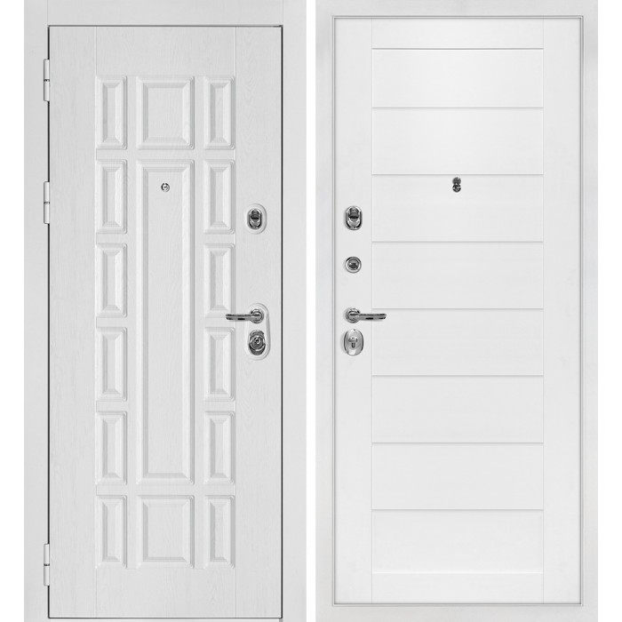 Дверь Скамбио Порте Квадро-124/Техно-708 Белый дуб фактурный / Белоснежный