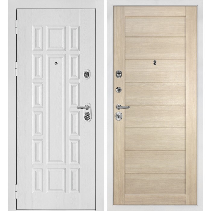 Дверь Скамбио Порте Квадро-124/Техно-708 Белый дуб фактурный / Капучино