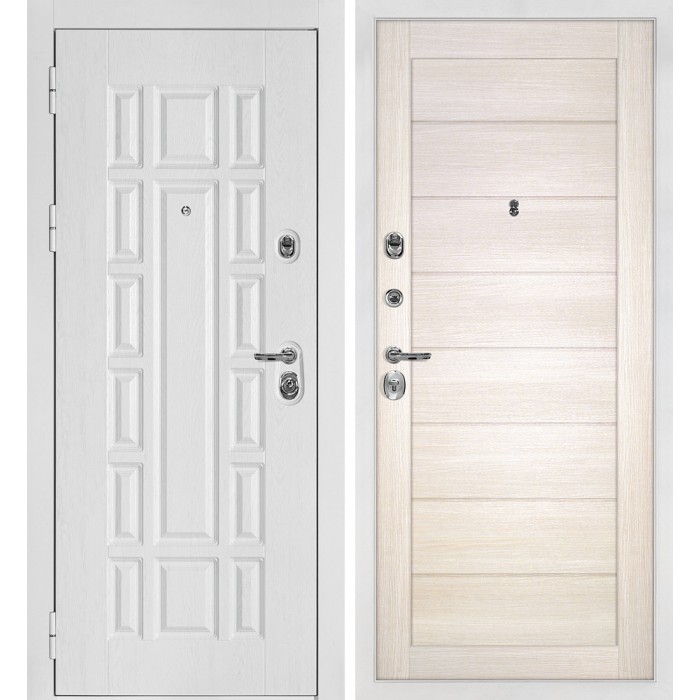 Дверь Скамбио Порте Квадро-124/Техно-708 Белый дуб фактурный / Сандал бежевый