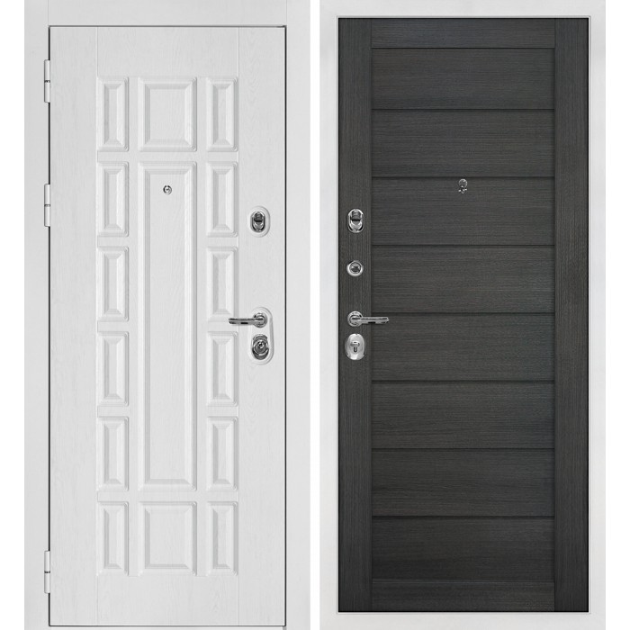 Дверь Скамбио Порте Квадро-124/Техно-708 Белый дуб фактурный / Грей