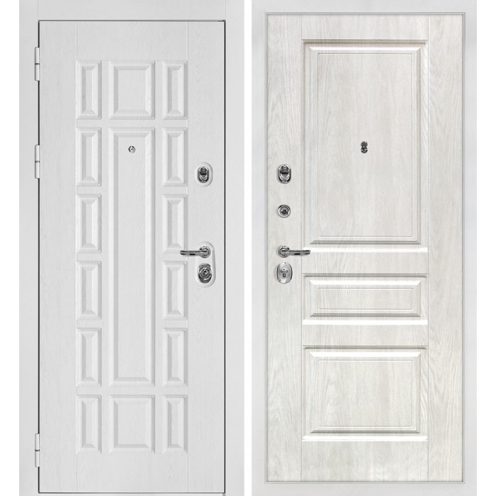 Дверь Скамбио Порте Квадро-124/Версаль-2 Белый дуб фактурный / Дуб жемчужный