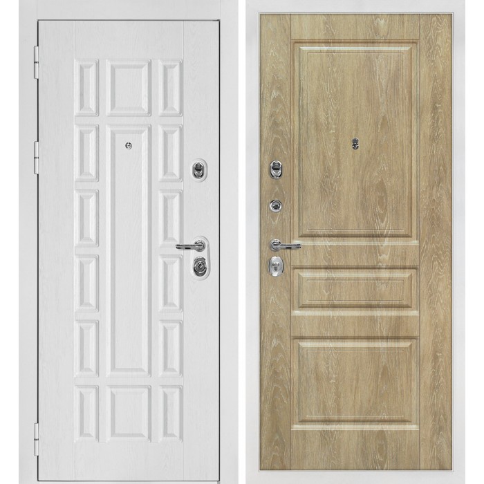 Дверь Скамбио Порте Квадро-124/Версаль-2 Белый дуб фактурный / Дуб песочный