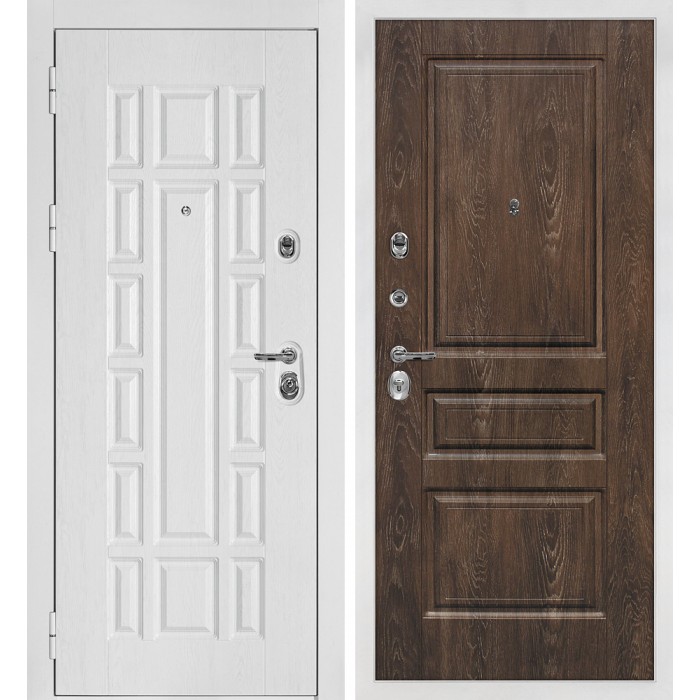 Дверь Скамбио Порте Квадро-124/Версаль-2 Белый дуб фактурный / Дуб корица