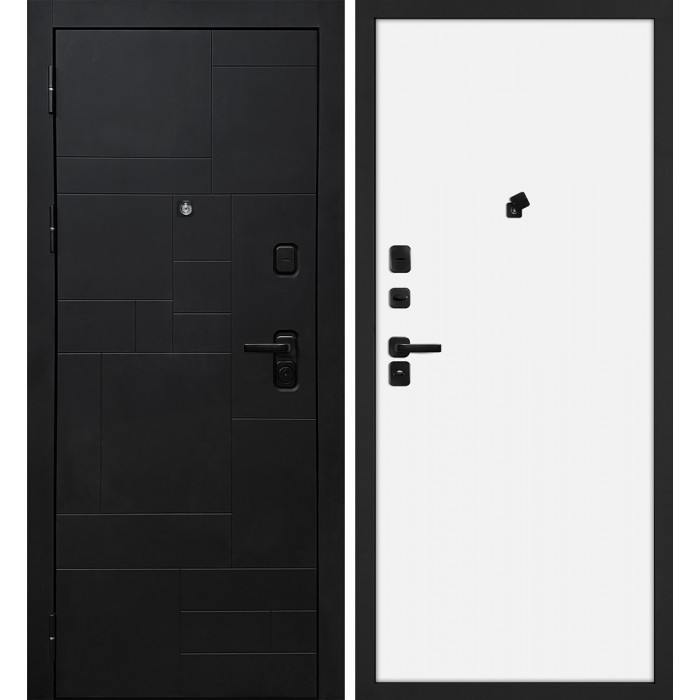 Дверь Скамбио Порте Лабиринт-201/Гладкая Черный мягкая шагрень / Белый
