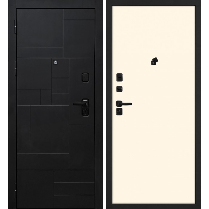 Дверь Скамбио Порте Лабиринт-201/Гладкая Черный мягкая шагрень / Магнолия