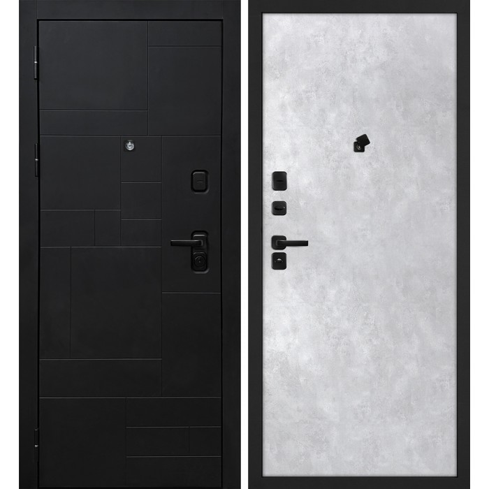 Дверь Скамбио Порте Лабиринт-201/Гладкая Черный мягкая шагрень / Серый бетон