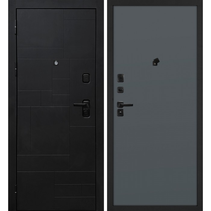 Дверь Скамбио Порте Лабиринт-201/Гладкая Черный мягкая шагрень / Графит матовый