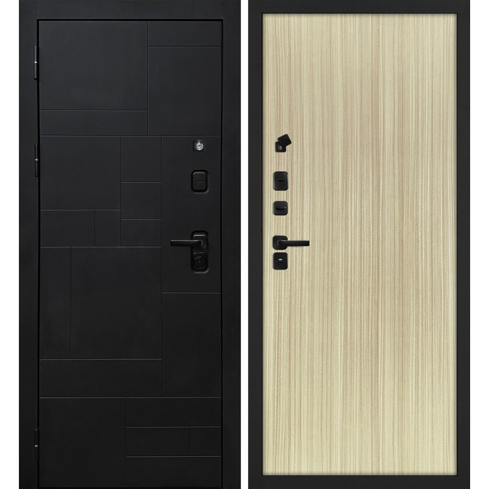 Дверь Скамбио Порте Лабиринт-201/Гладкая Черный мягкая шагрень / Эвкалипт австралийский