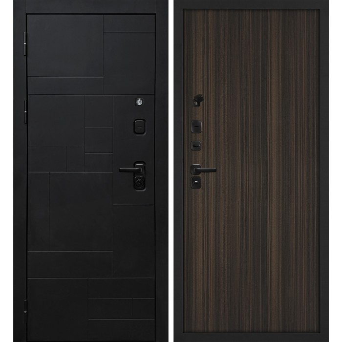 Дверь Скамбио Порте Лабиринт-201/Гладкая Черный мягкая шагрень / Эвкалипт африканский