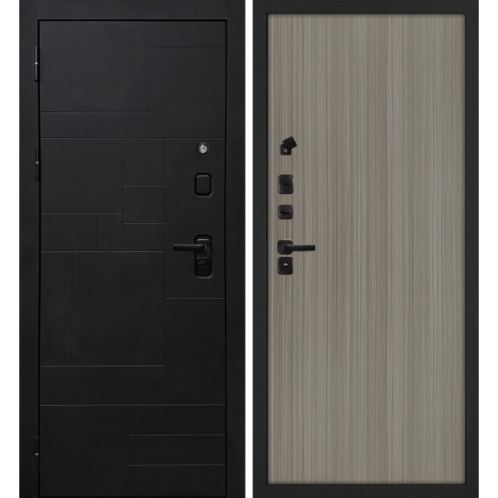 Дверь Скамбио Порте Лабиринт-201/Гладкая Черный мягкая шагрень / Эвкалипт португальский