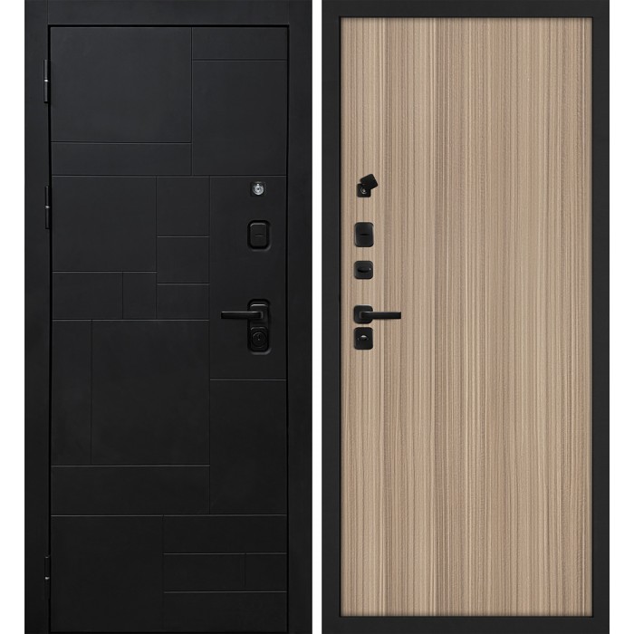 Дверь Скамбио Порте Лабиринт-201/Гладкая Черный мягкая шагрень / Эвкалипт тасманский